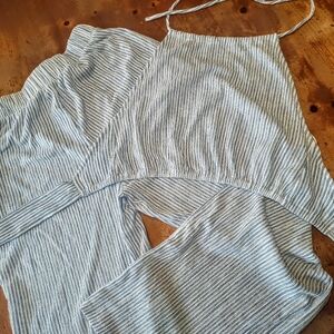 2 pc. Pinstripe Halter Pant Set